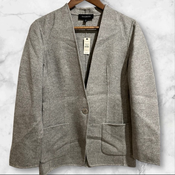 Talbots Jackets & Blazers - Talbots Gray Size 4 Wool Blend One Button Single Vent Blazer Jacket New With Tag